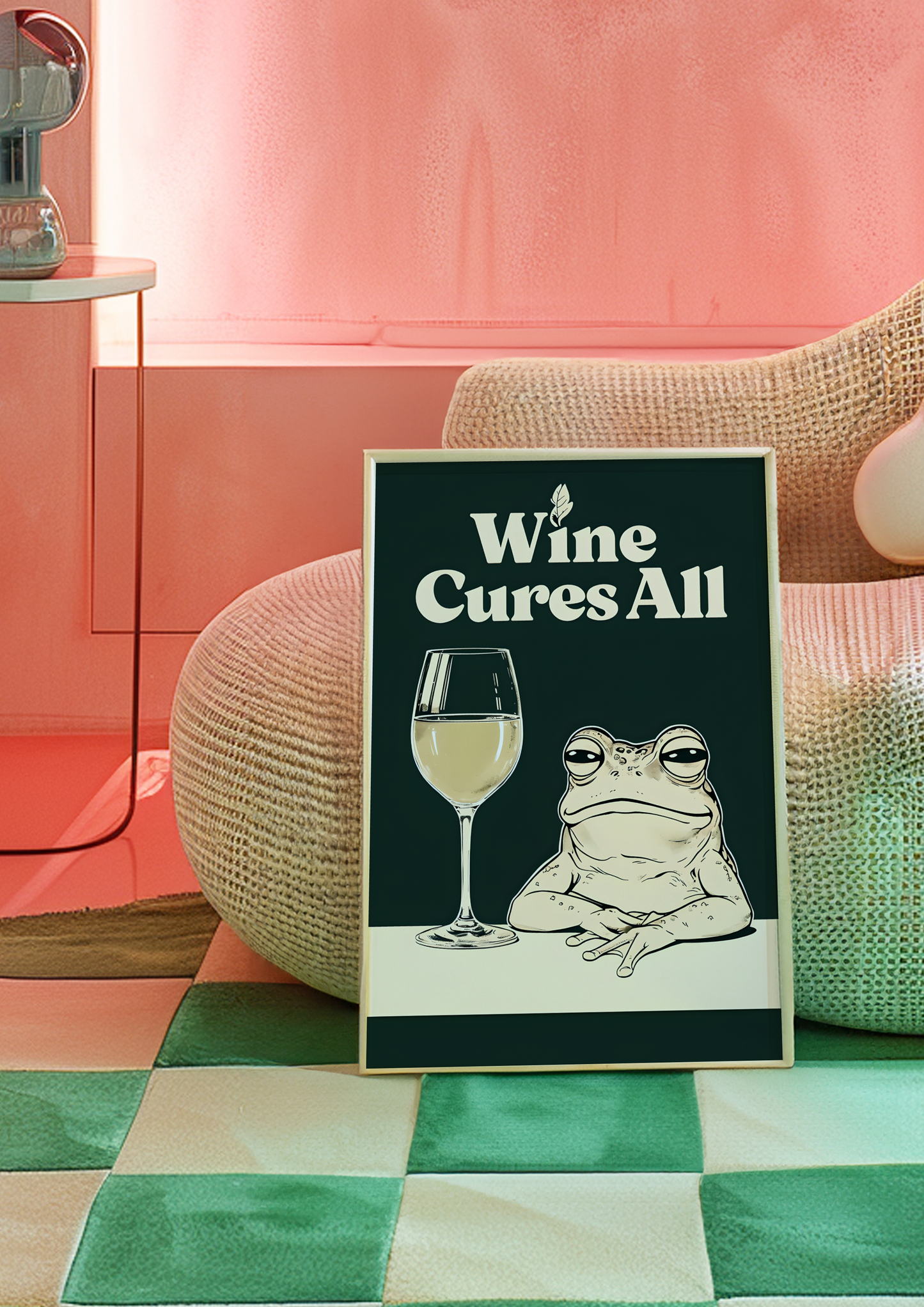 Frog and a glass of Wine