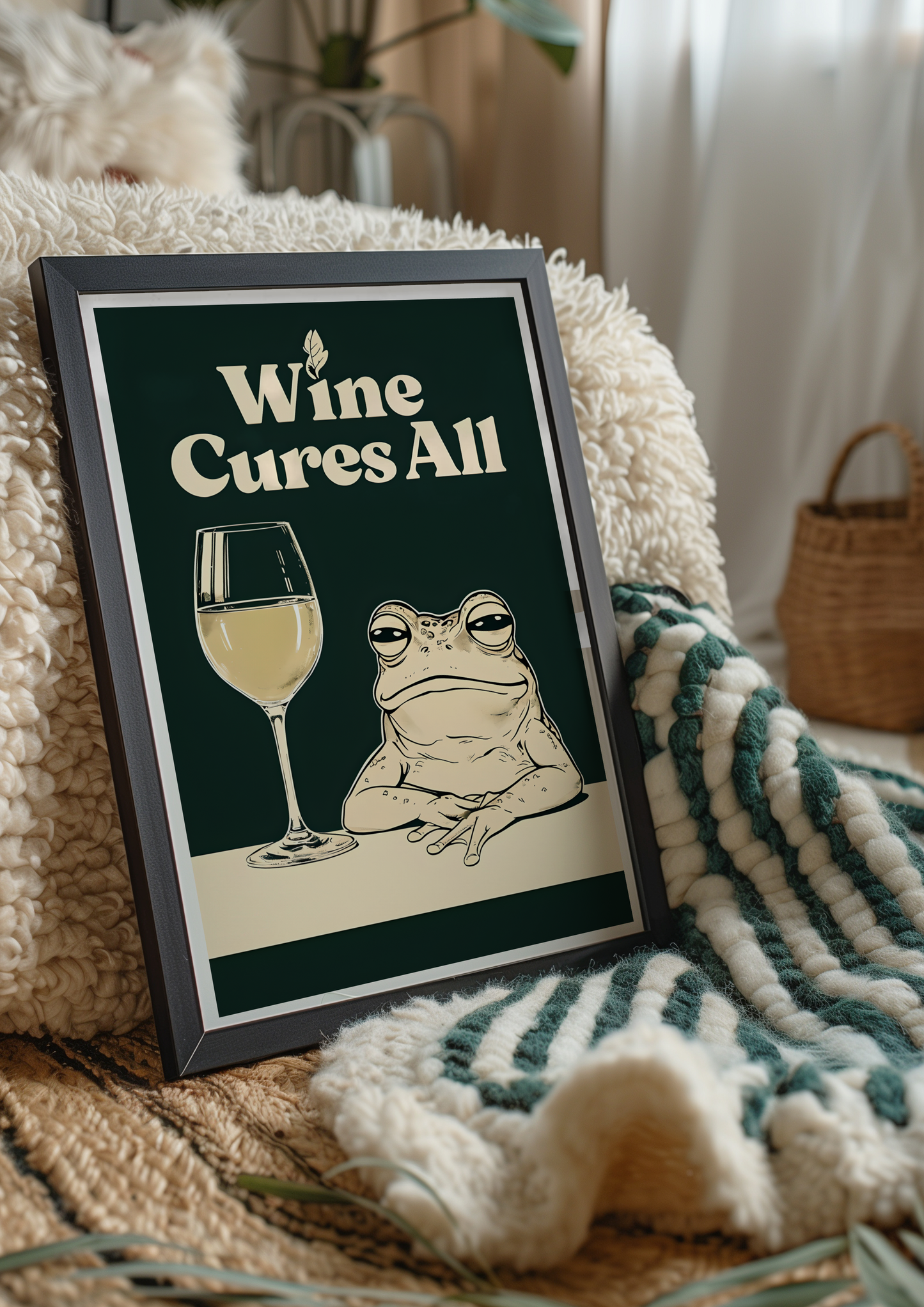 Frog and a glass of Wine