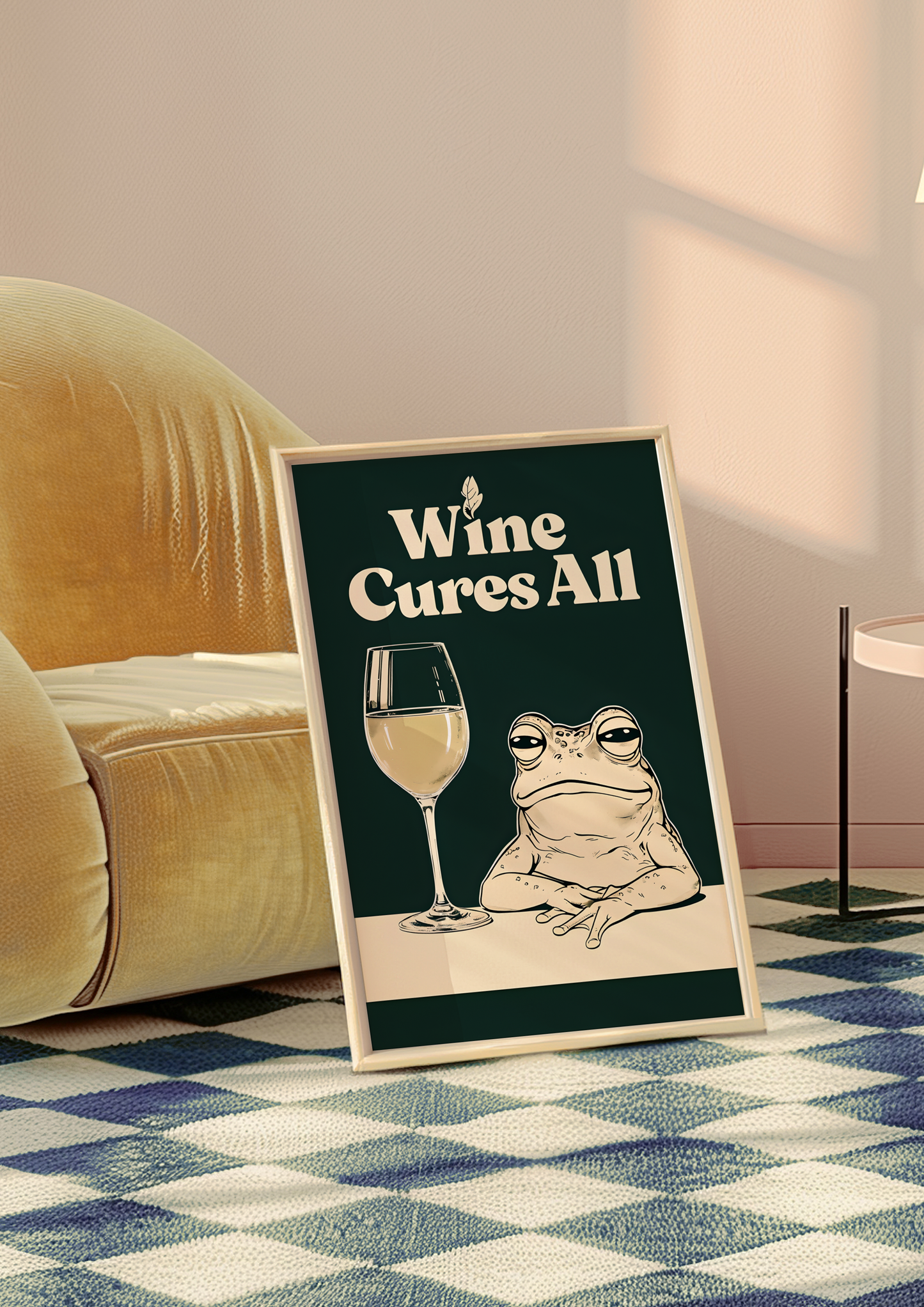 Frog and a glass of Wine