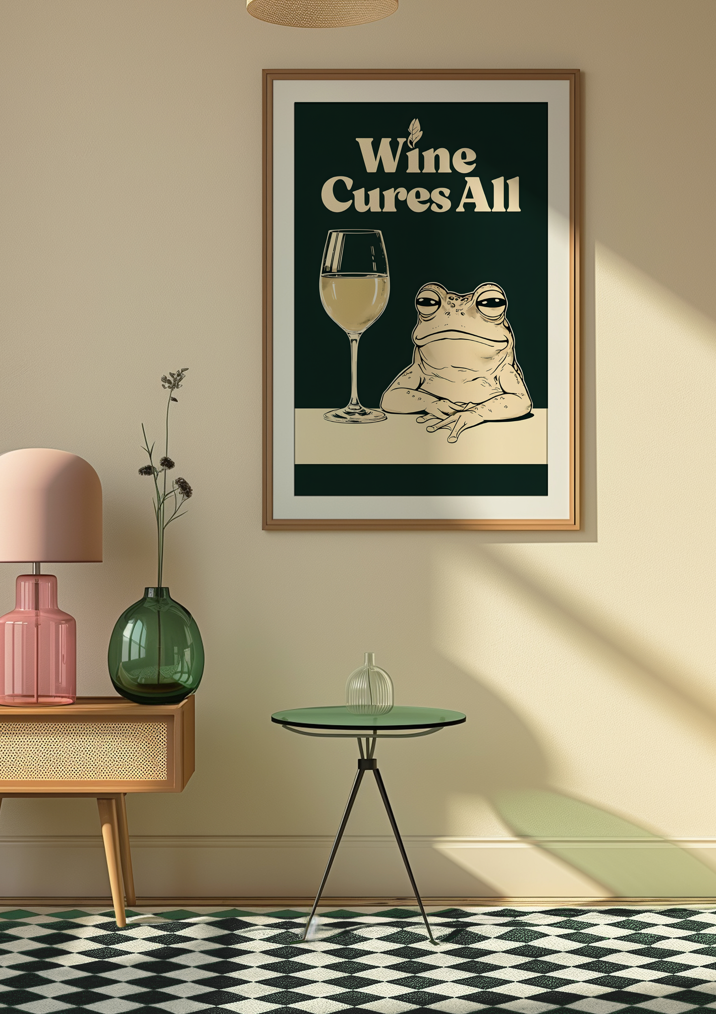 Frog and a glass of Wine